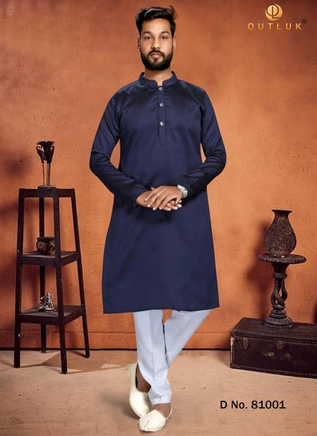 Blue Colour Outluk Vol 81 New Latest Festive Mens Wear Kurta Pajama Collection 81001